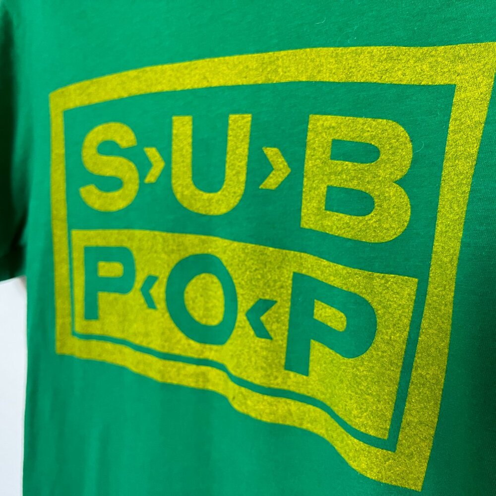 Sub Pop Records Green T-Shirt with Yellow Print - Worn once - XS
